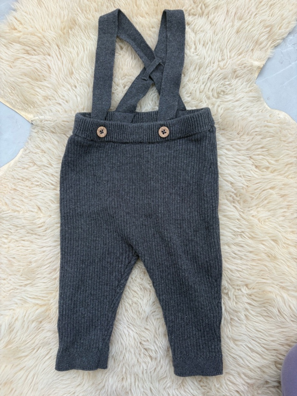 NWOT Carter's Dark Gray Knit Suspender Overalls
